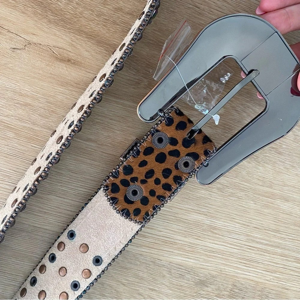 NEW Nocona Rhinestone Colored Calf Hair Leather Belt size XLarge